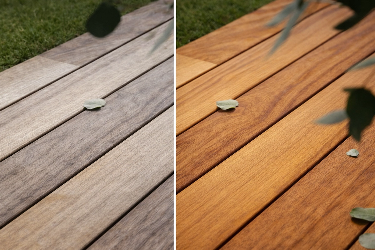 entretien bois terrasse Poitiers avant après